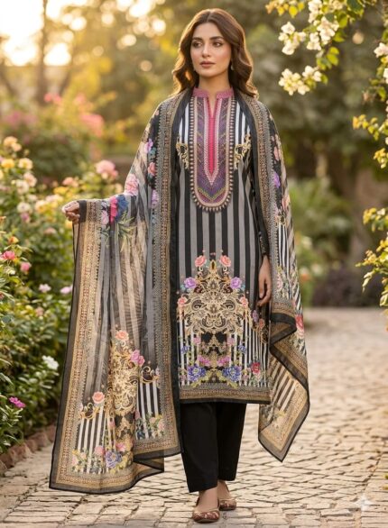 Zamzam Digital Print Cotton Three Piece - 0093